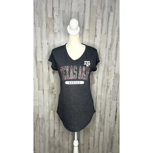 NWT Texas A&M Aggies Women's V-Neck T-Shirt Gray Size Small Short Sleeve‎